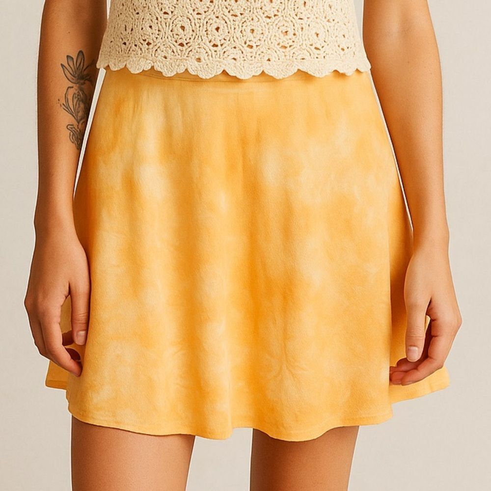 Free People Peach Tie Dye Mini Skirt Boho Festival Y2K Size 8 NWT orange sorbet